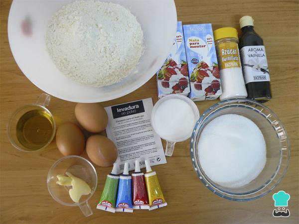 Receta de Pastel arcoíris - Paso 1