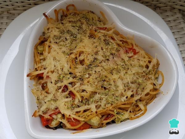 Receta de Espaguetis gratinados al horno