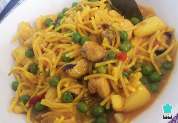 Receta de Fideos a la cazuela con sepia