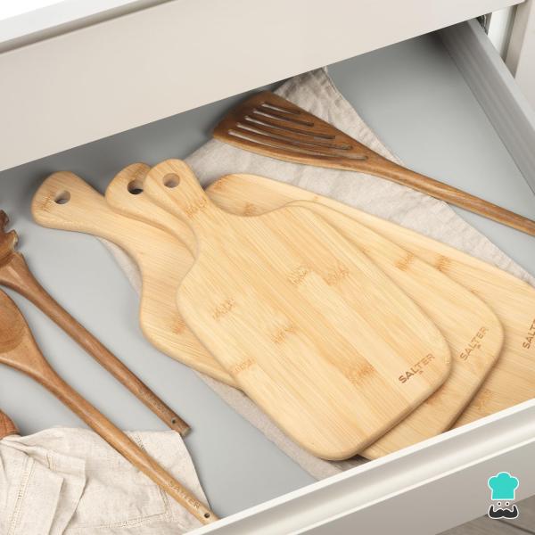Mejores tablas para cortar alimentos - Salter BW06732 trío de tablas de madera